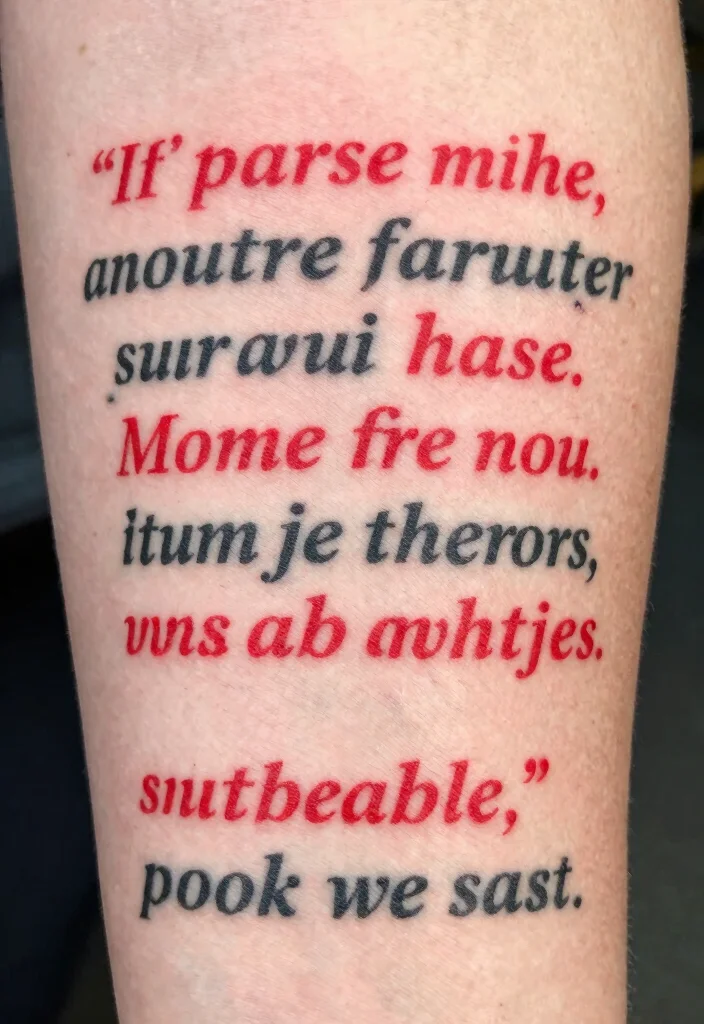 14 Red and Black Arm Tattoo Ideas Bold Contrast 10. Quotes and Text 0