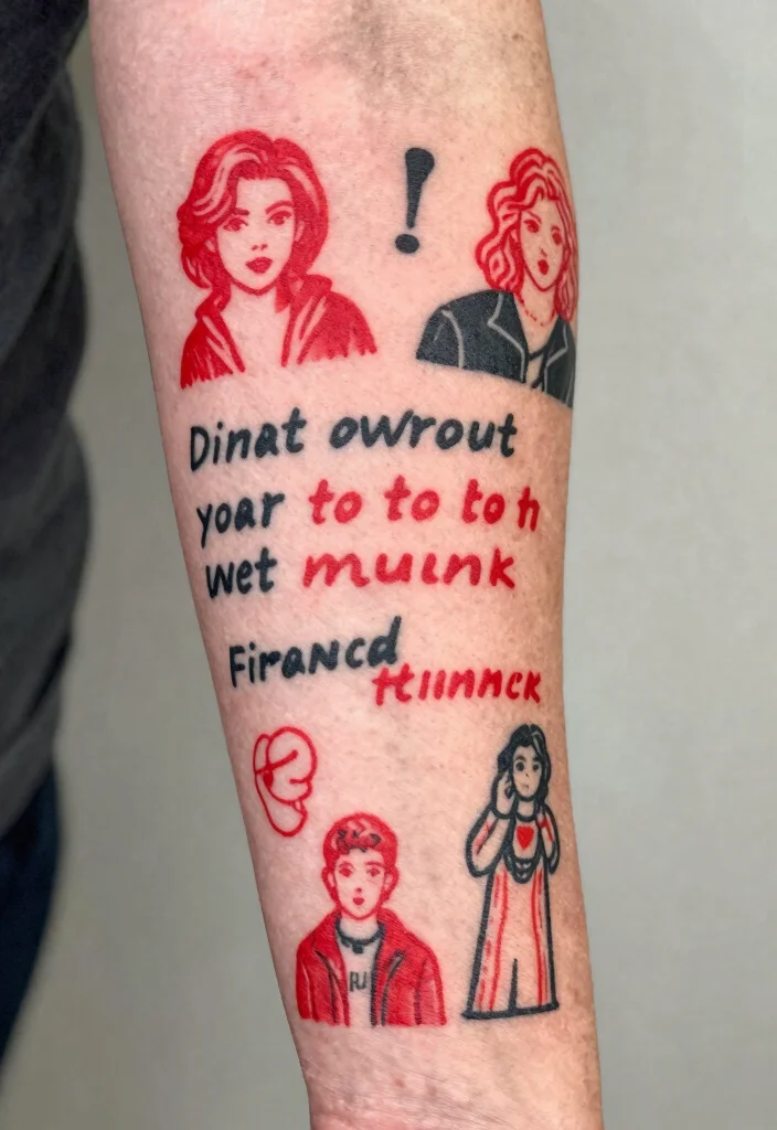 14 Red and Black Arm Tattoo Ideas Bold Contrast 12. Pop Culture Inspirations 0