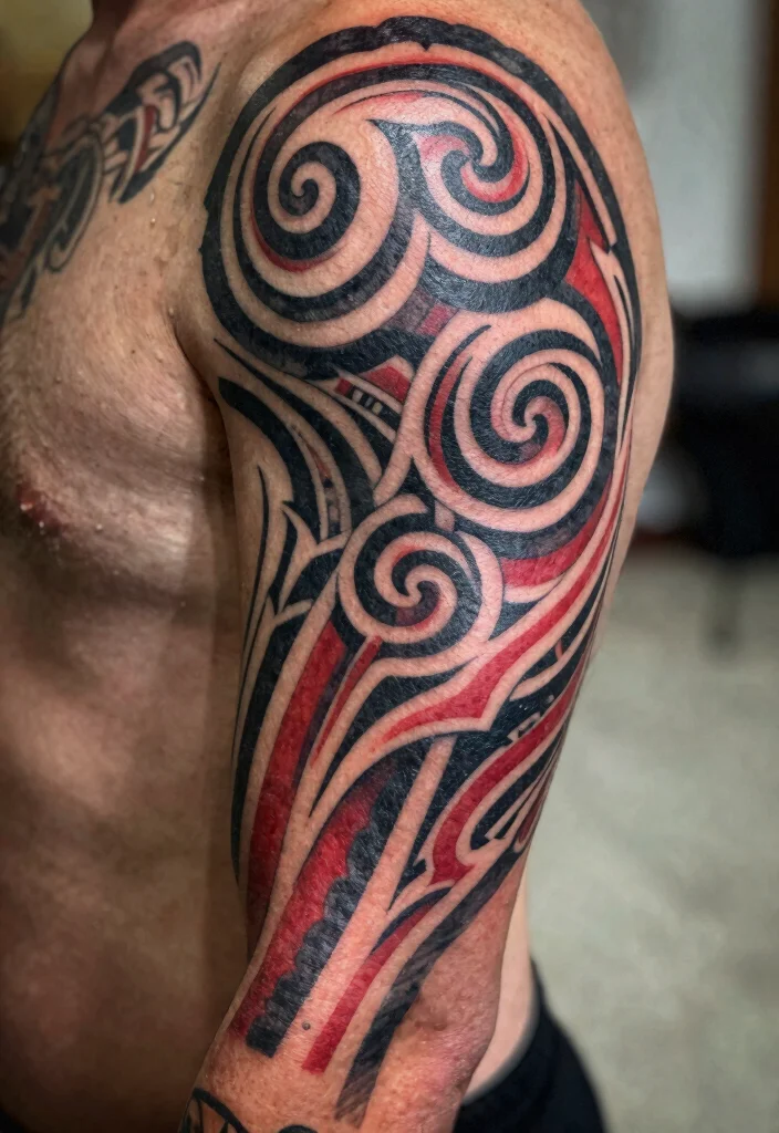14 Red and Black Arm Tattoo Ideas Bold Contrast 2. Tribal Influences 0