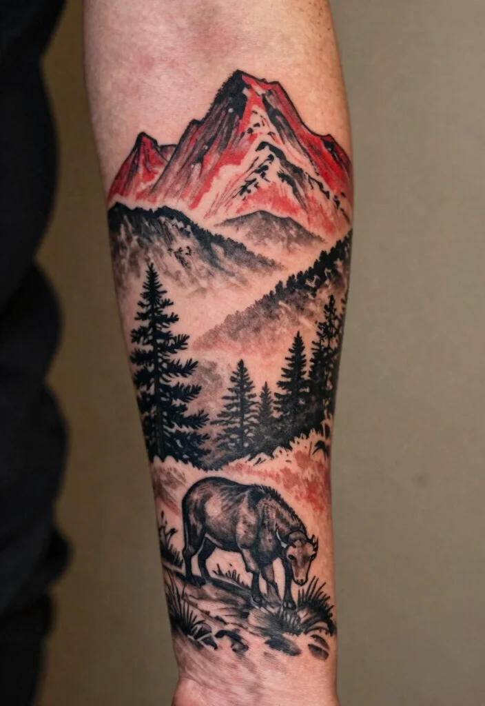 14 Red and Black Arm Tattoo Ideas Bold Contrast 9. Nature Inspired Designs 0