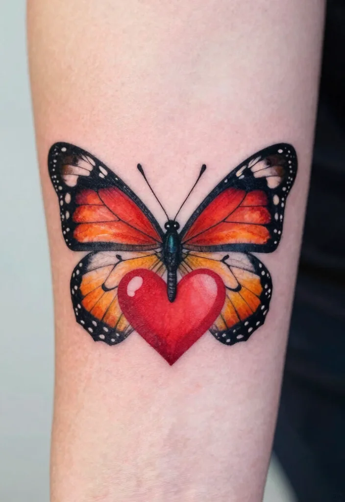 14 Simple Butterfly Tattoo Design Ideas Clean and Cute 50 14 Simple Butterfly Tattoo Design Ideas Clean and Cute 10. Butterfly and Heart Combination 0