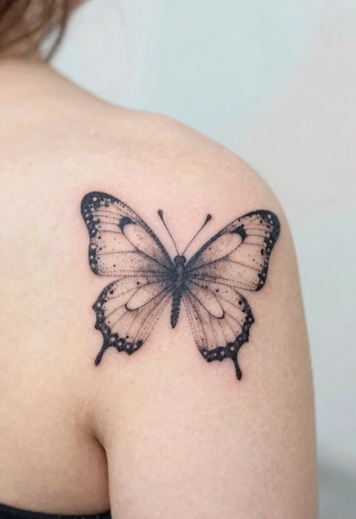 14 Simple Butterfly Tattoo Design Ideas Clean and Cute 63 14 Simple Butterfly Tattoo Design Ideas Clean and Cute 13. Dotted Butterfly 0