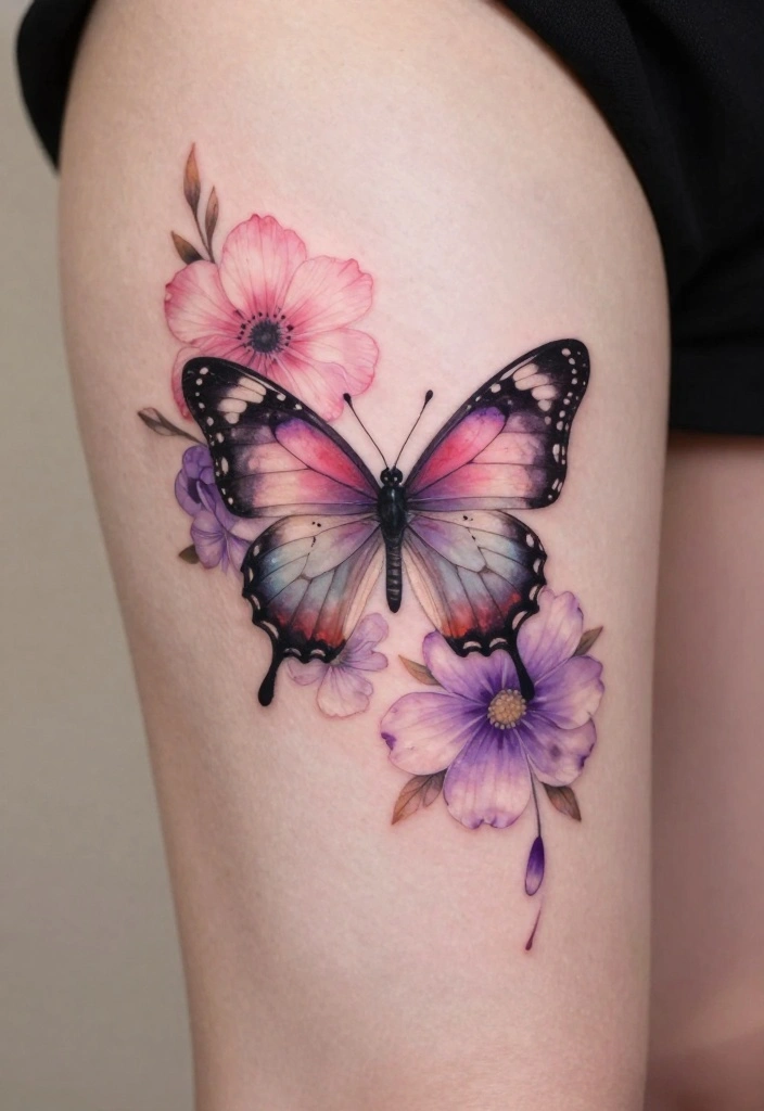 14 Simple Butterfly Tattoo Design Ideas Clean and Cute 25 14 Simple Butterfly Tattoo Design Ideas Clean and Cute 5. Butterfly with Floral Accents 0