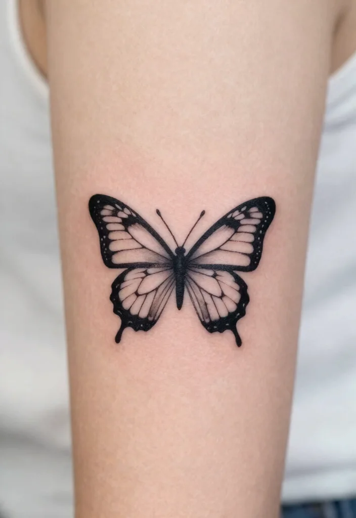 14 Simple Butterfly Tattoo Design Ideas Clean and Cute 38 14 Simple Butterfly Tattoo Design Ideas Clean and Cute 8. Butterfly Silhouette 0