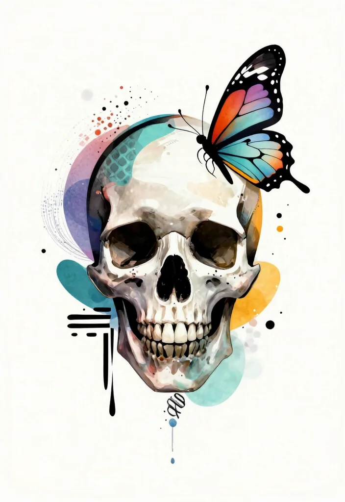 14 Skull Butterfly Tattoo Design Ideas Dark and Feminine 12. Abstract Skull Butterfly 0