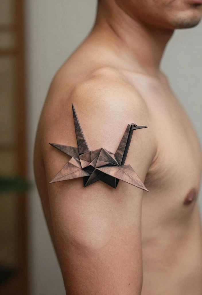 14 Top of Arm Tattoo Ideas for Men Bold Geometric Designs 10. Origami Inspired Tattoos 0