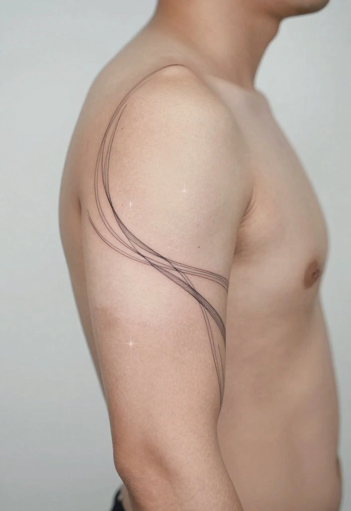 14 Top of Arm Tattoo Ideas for Men Bold Geometric Designs 5. Line Art Tattoos 0