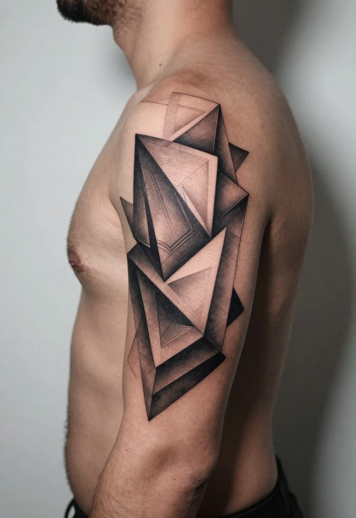 14 Top of Arm Tattoo Ideas for Men Bold Geometric Designs 7. 3D Geometric Tattoos 0