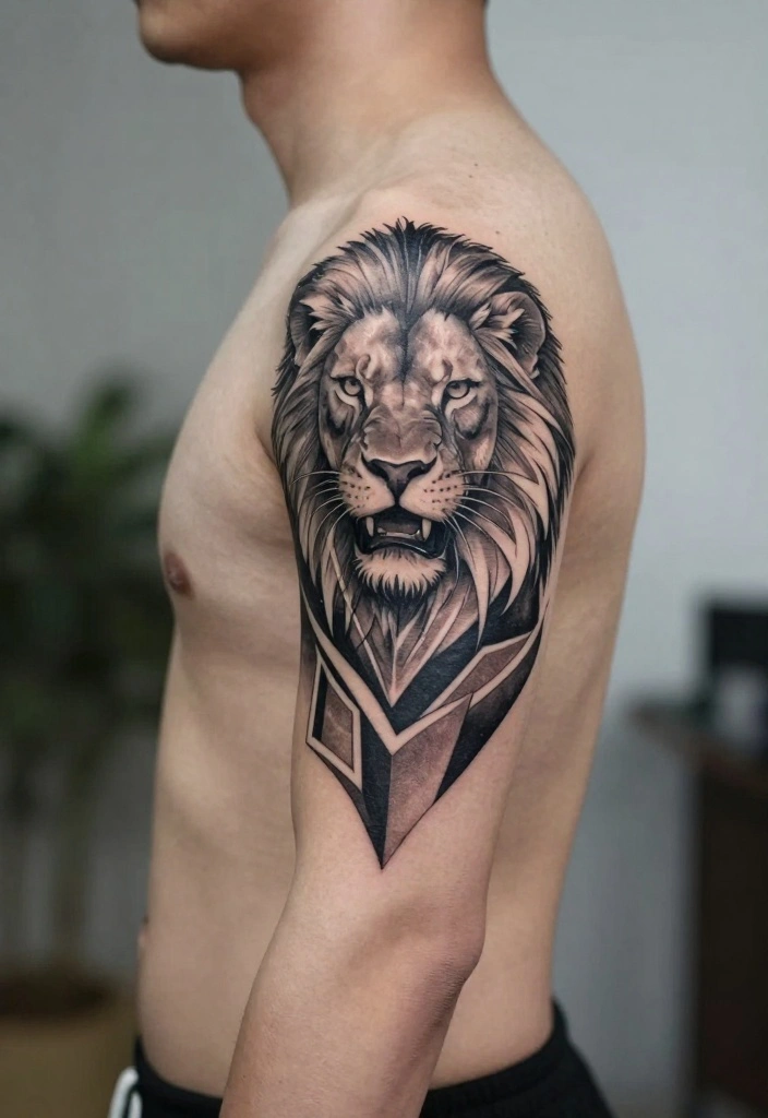 14 Top of Arm Tattoo Ideas for Men Bold Geometric Designs 8. Geometric Animal Tattoos 0