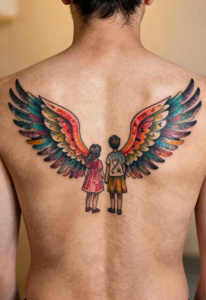 14 Wings Tattoo Ideas on the Back Powerful and Symbolic 14. Family Wing Tattoos Bonds That Lift Us 0