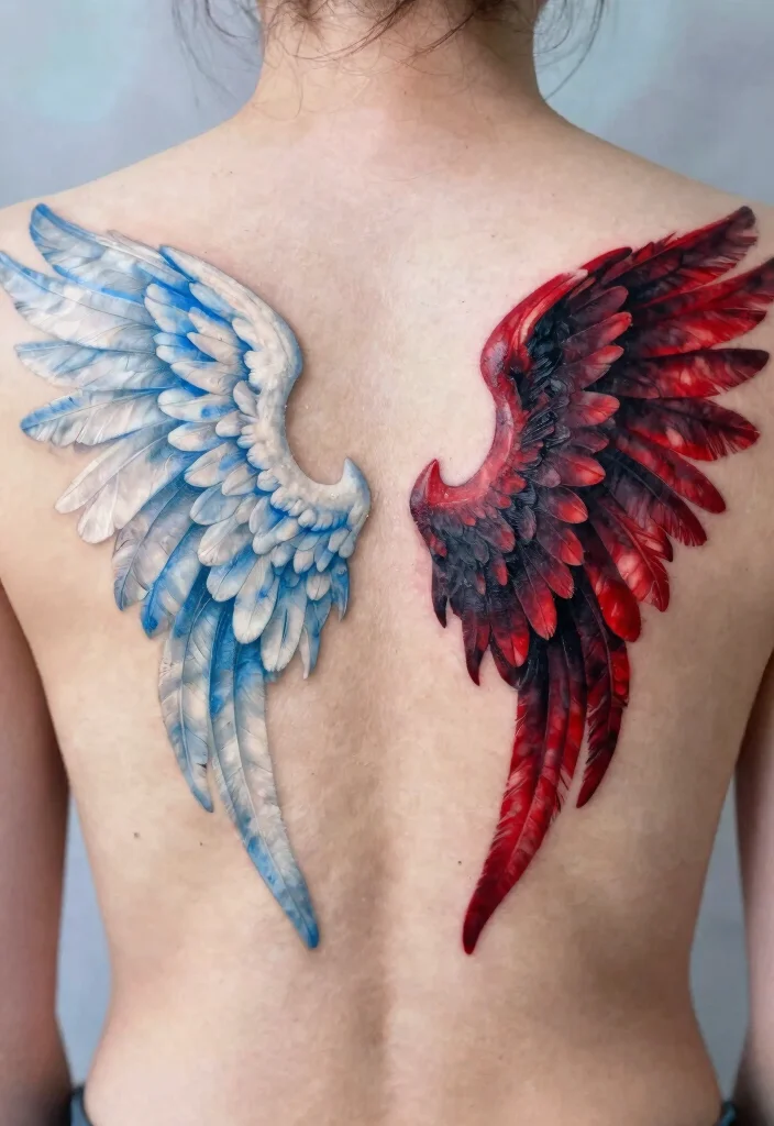 14 Wings Tattoo Ideas on the Back Powerful and Symbolic 7. Angel and Demon Wings The Balance of Light and Dark 0