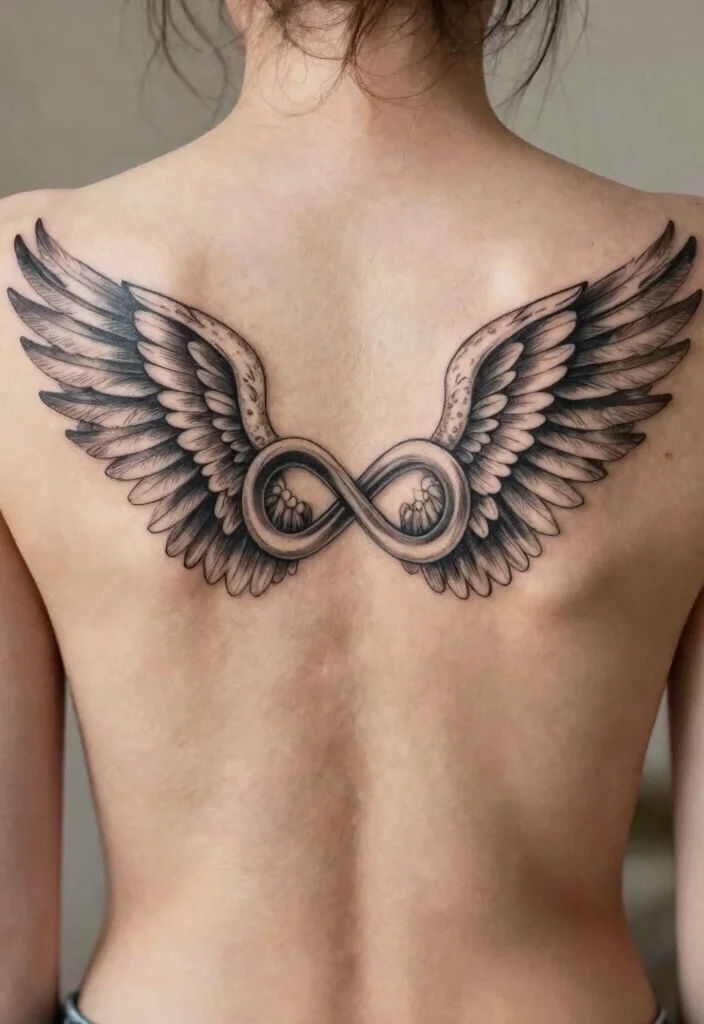 15 Angel Wings Tattoo Design Ideas Elegant and Versatile 5. Infinity Wings 0