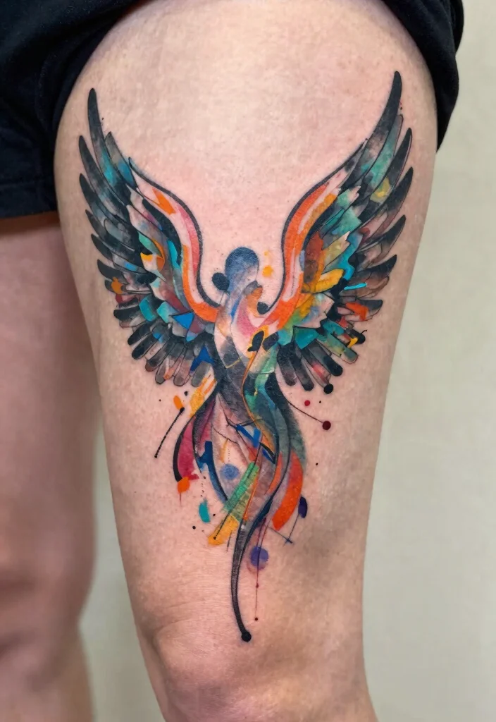 15 Angel Wings Tattoo Design Ideas Elegant and Versatile 9. Abstract Wings 0