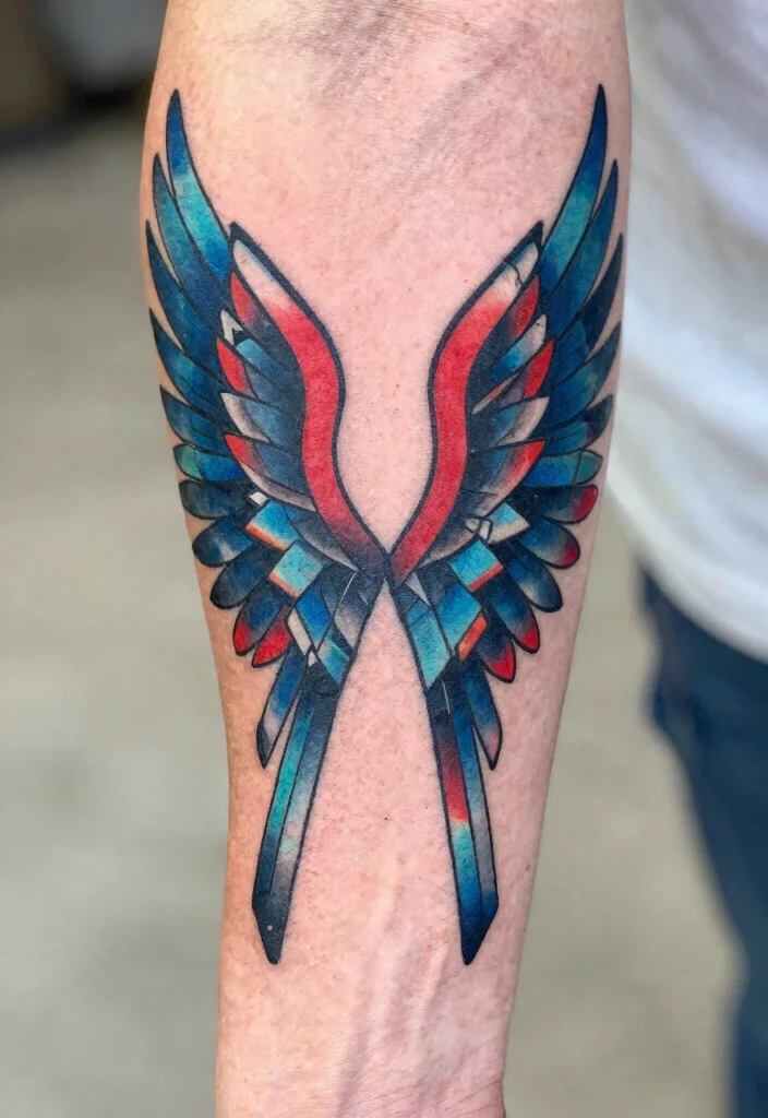 16 Angel Wings Tattoo Ideas From Minimal to Detailed 4. Abstract Angel Wings 0