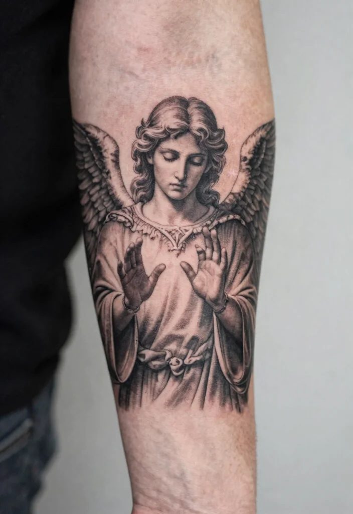 16 Archangel Michael Tattoo Ideas Powerful and Protective 12. Healing Hands 0