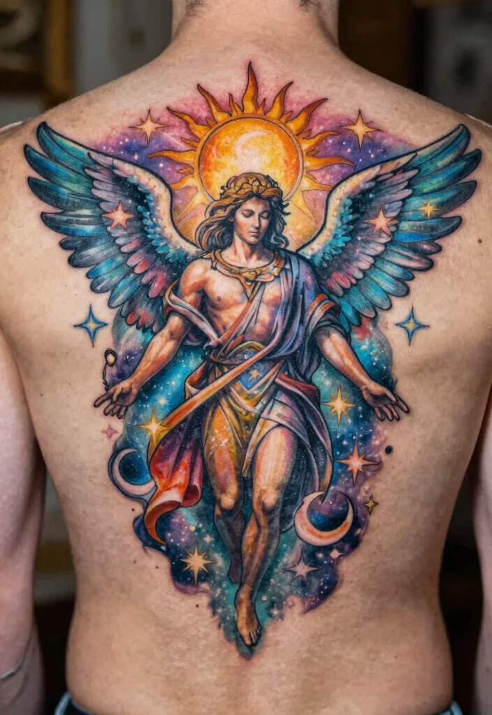16 Archangel Michael Tattoo Ideas Powerful and Protective 14. Celestial Connection 0