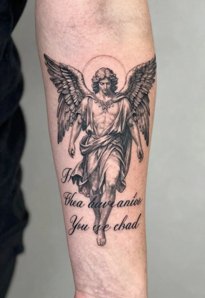 16 Archangel Michael Tattoo Ideas Powerful and Protective 16. Heartfelt Message 0