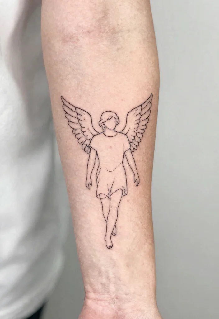 16 Archangel Michael Tattoo Ideas Powerful and Protective 2. Minimalist Michael 0