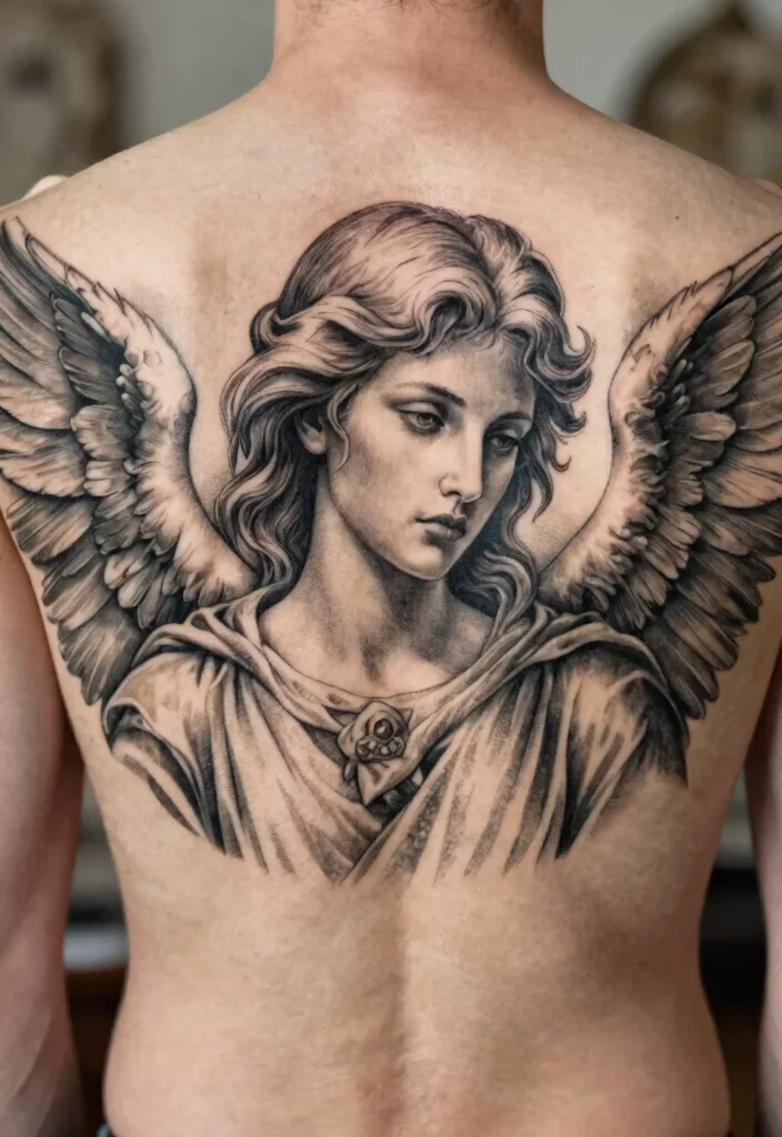 16 Archangel Michael Tattoo Ideas Powerful and Protective 7. Angelic Portrait 0