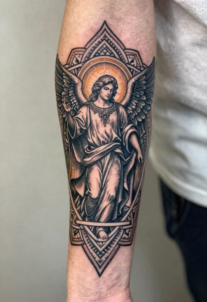 16 Archangel Michael Tattoo Ideas Powerful and Protective 8. Divine Mandala 0