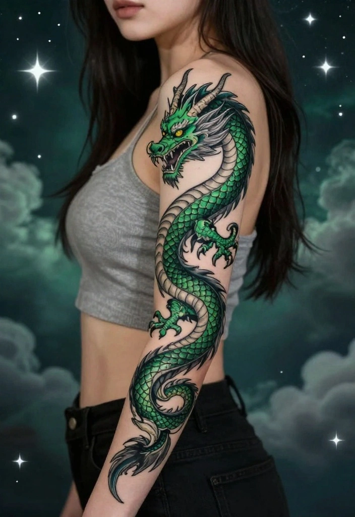 16 Dark Feminine Arm Sleeve Tattoo Ideas Mysterious and Bold 4. Mystical Creatures 0