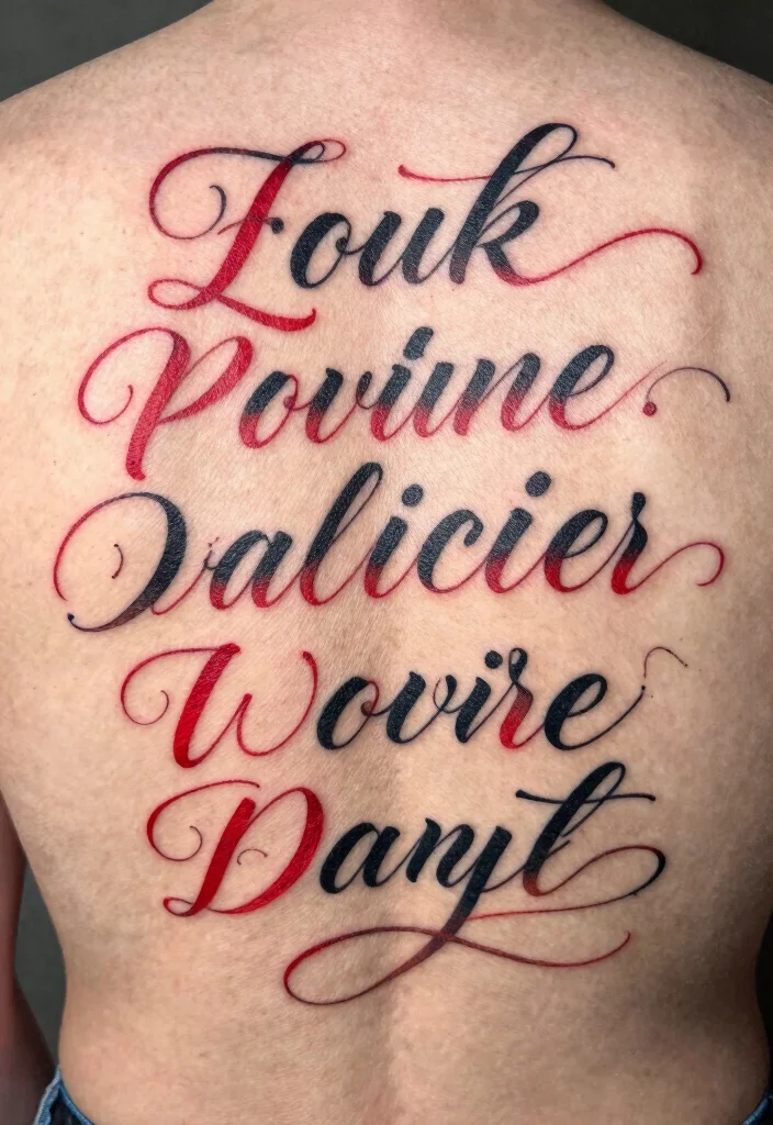 16 Red and Black Back Tattoo Ideas Dramatic and Powerful 15. Timeless Quote 0