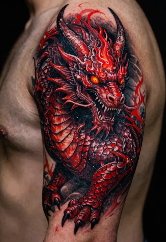 16 Red and Black Back Tattoo Ideas Dramatic and Powerful 6. Infernal Creatures 0