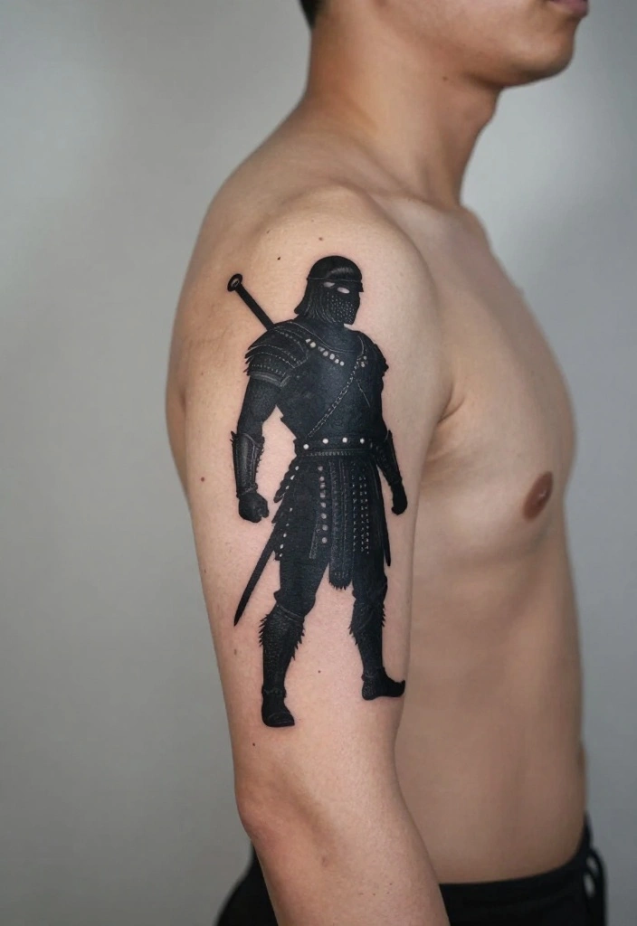 16 Tattoo Design Ideas for Men Detailed and Bold 13. Warrior Silhouette 0
