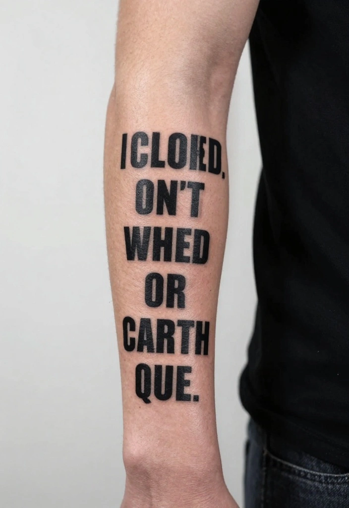16 Tattoo Design Ideas for Men Detailed and Bold 14. Bold Typography Quotes 0