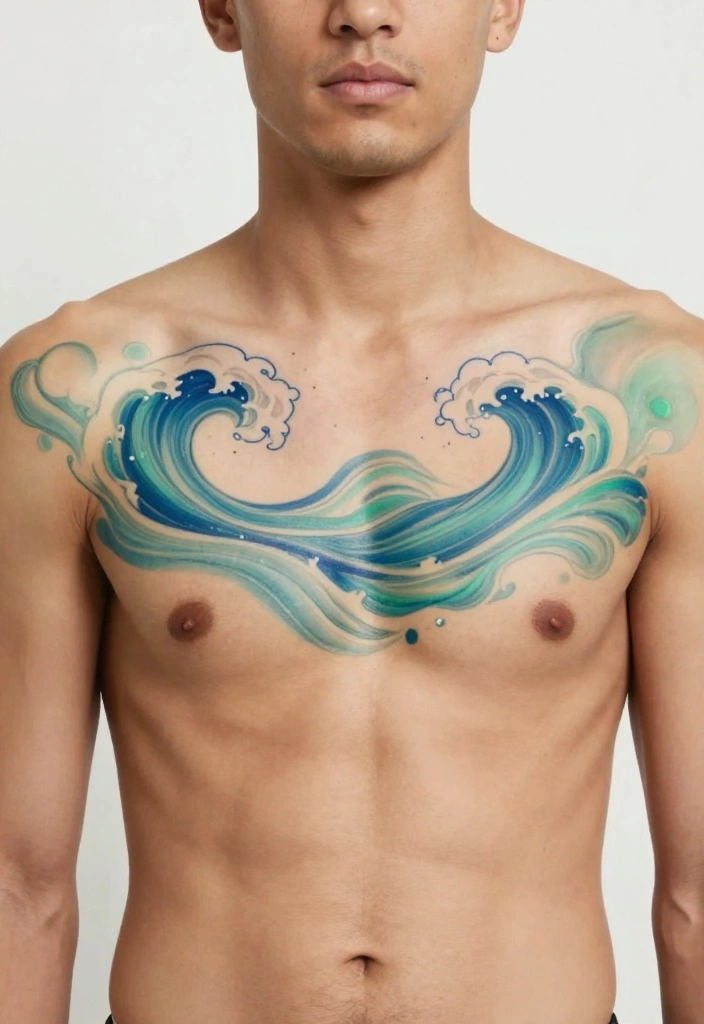 16 Tattoo Design Ideas for Men Detailed and Bold 8. Abstract Wave Design 0