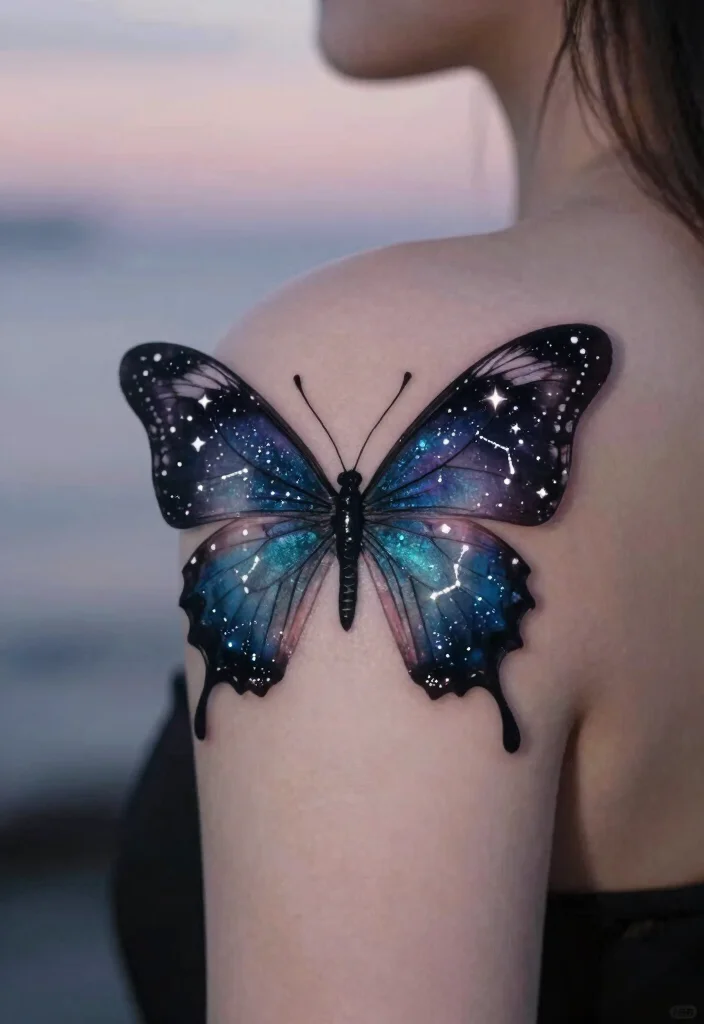 16 Unique Butterfly Tattoo Design Ideas Artistic and Fresh 10. Celestial Butterfly Designs 0
