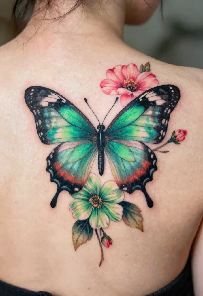 16 Unique Butterfly Tattoo Design Ideas Artistic and Fresh 5. Floral Infused Butterfly Ink 0