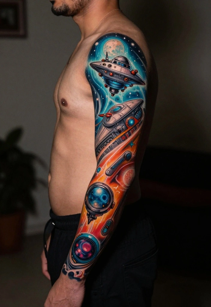 18 Arm Sleeve Tattoo Ideas for Men Strong and Cohesive 15. Sci Fi and Futuristic Themes 0