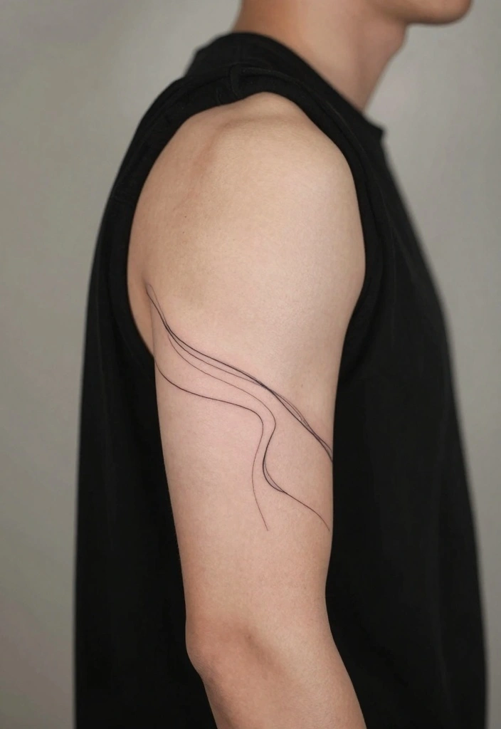 18 Arm Sleeve Tattoo Ideas for Men Strong and Cohesive 3. Minimalist Line Art 0
