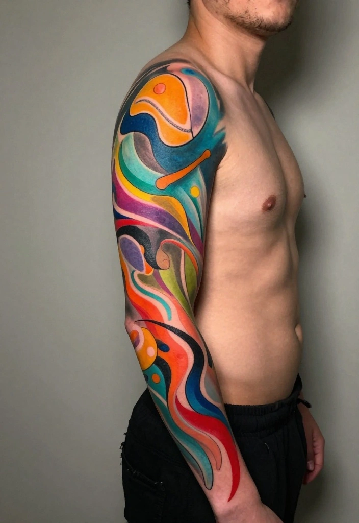 18 Arm Sleeve Tattoo Ideas for Men Strong and Cohesive 4. Abstract Designs 0
