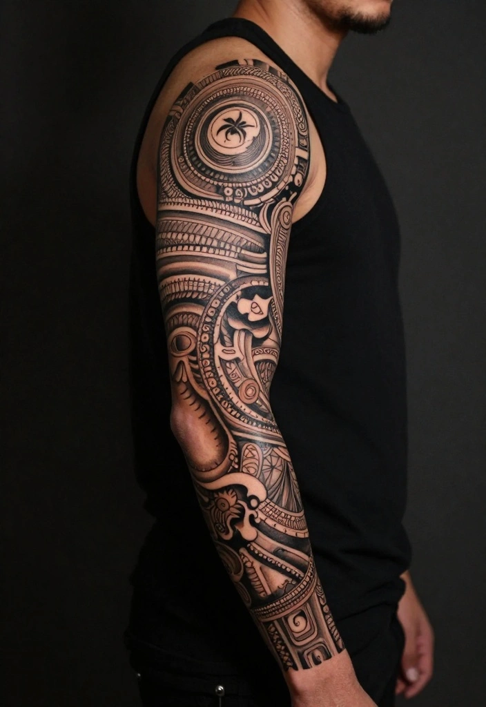 18 Arm Sleeve Tattoo Ideas for Men Strong and Cohesive 5. Cultural Symbols 0