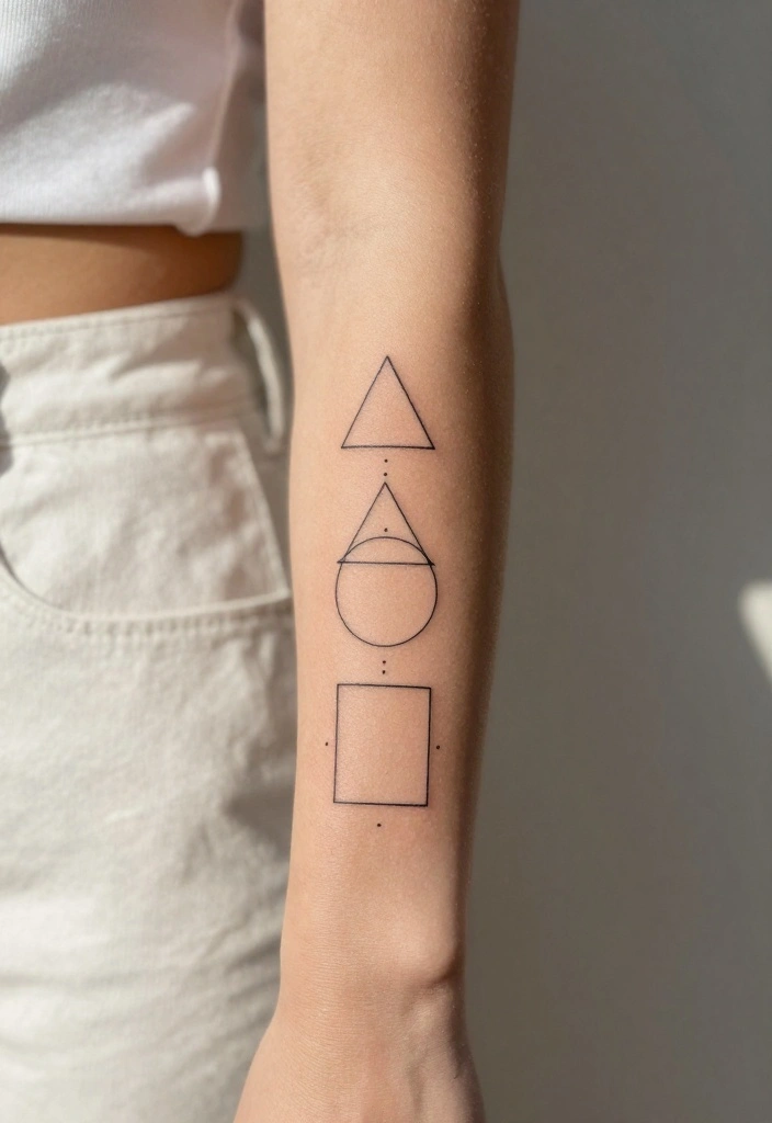 18 Arm Tattoo Ideas for Women Elegant and Expressive 1. Minimalist Geometric Shapes 0