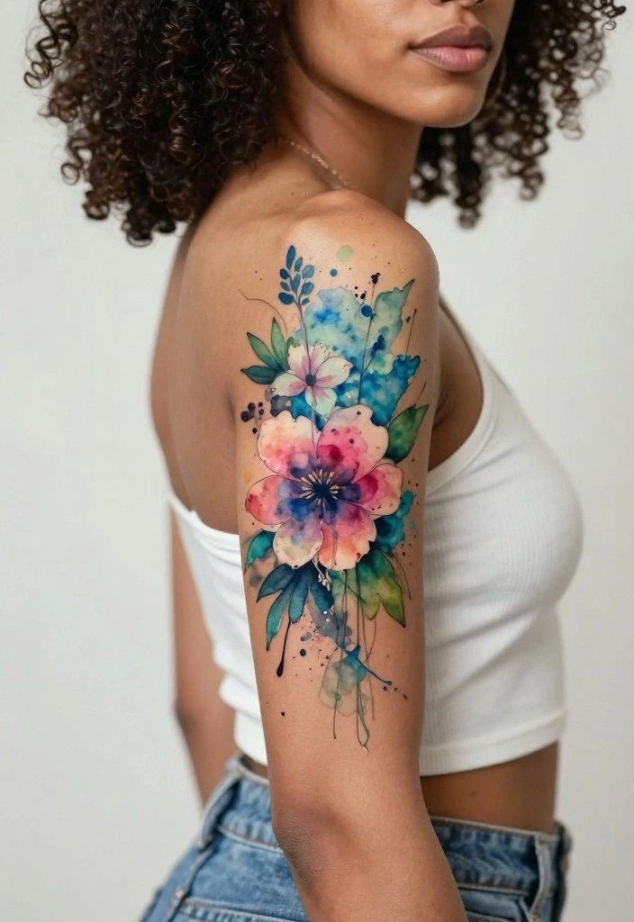 18 Arm Tattoo Ideas for Women Elegant and Expressive 13. Watercolor Tattoos 0