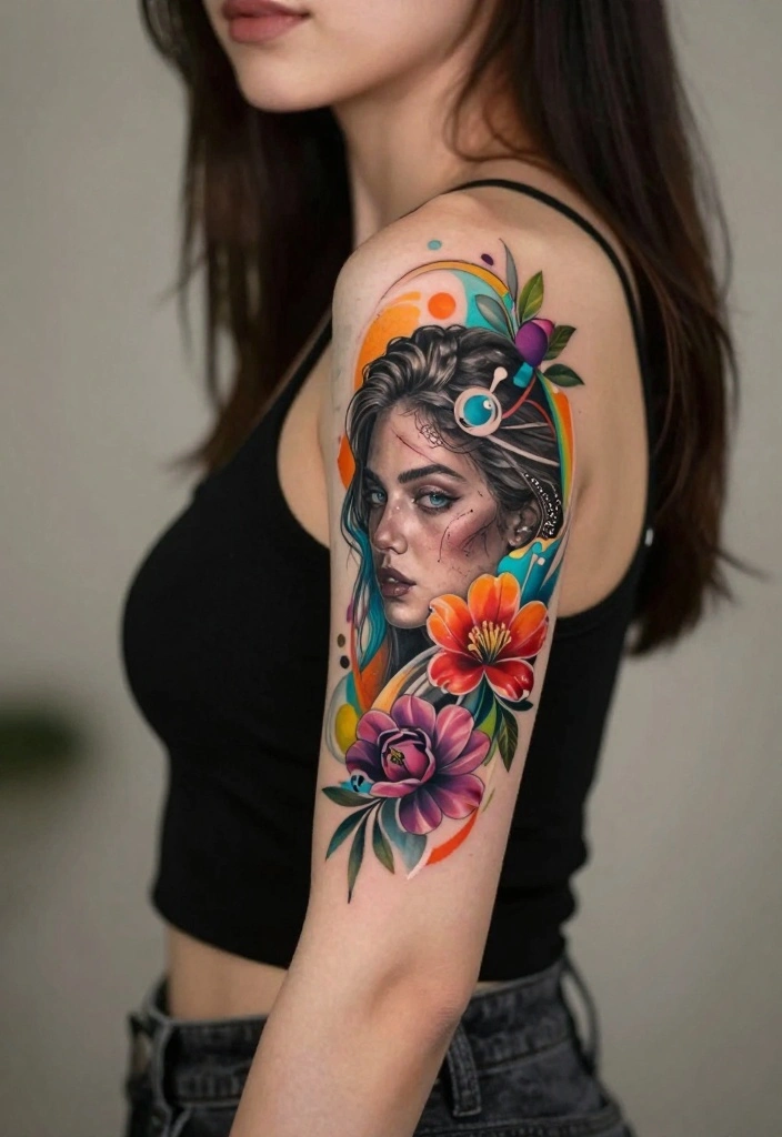 18 Arm Tattoo Ideas for Women Elegant and Expressive 18. Unique Artistic Compositions 0