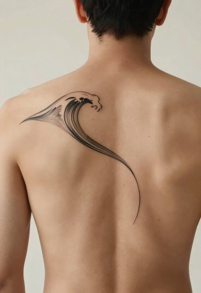 18 Back Tattoo Ideas for Men Bold and Masculine Minimalist Designs 12. Minimalist Waves 0