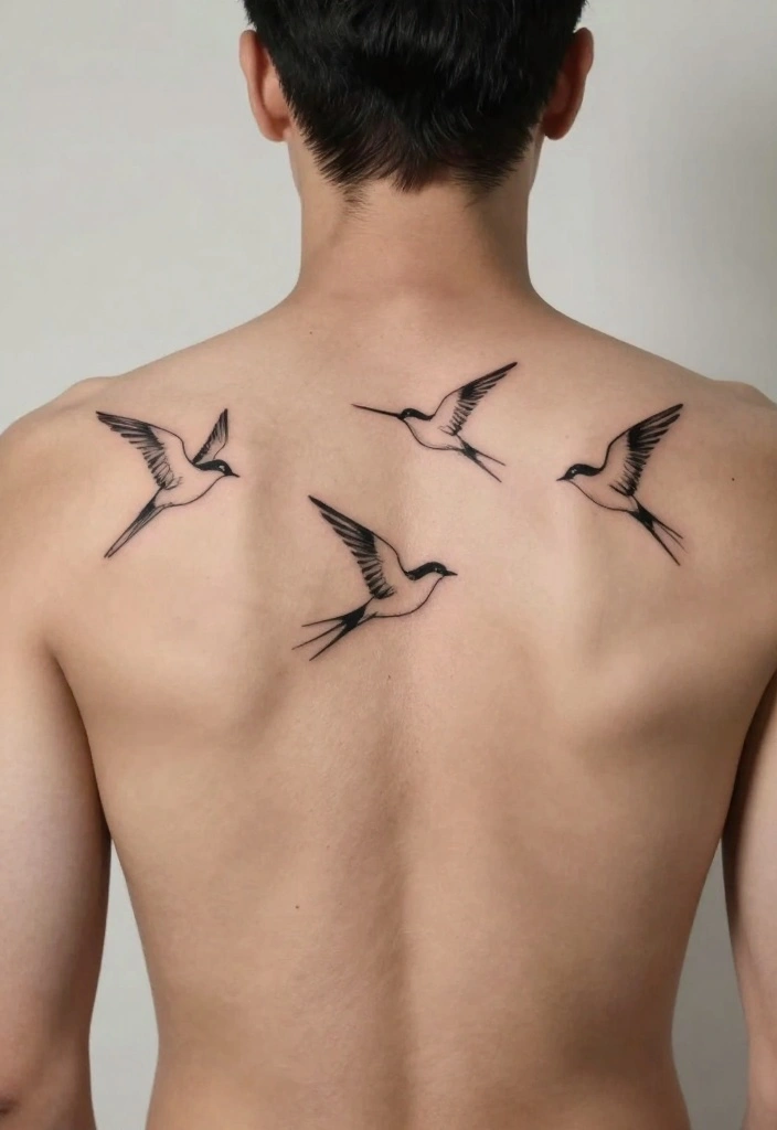 18 Back Tattoo Ideas for Men Bold and Masculine Minimalist Designs 13. Minimalist Birds 0