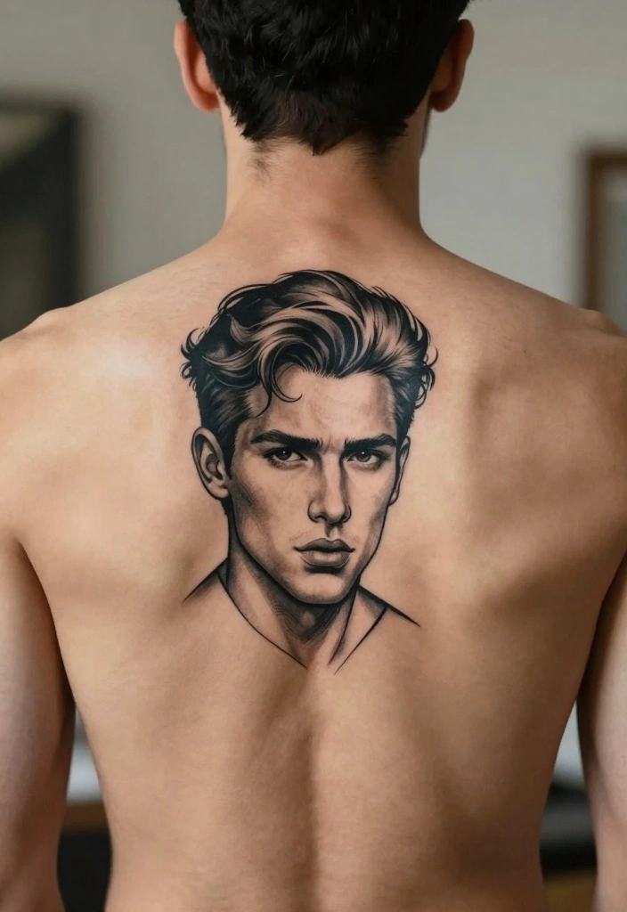 18 Back Tattoo Ideas for Men Bold and Masculine Minimalist Designs 8. Minimalist Portraits 0