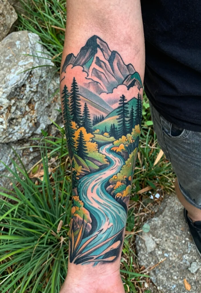 18 Half Arm Sleeve Tattoo Ideas Balanced and Stylish 20 18 Half Arm Sleeve Tattoo Ideas Balanced and Stylish 10. Nature and Landscape 0