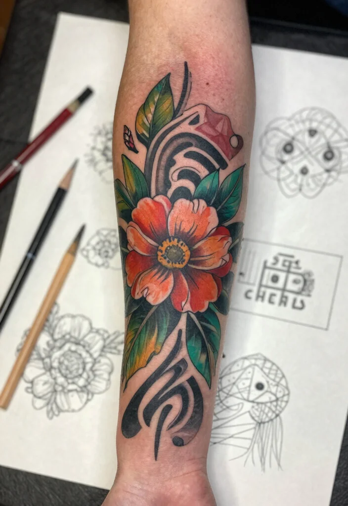 18 Half Arm Sleeve Tattoo Ideas Balanced and Stylish 68 18 Half Arm Sleeve Tattoo Ideas Balanced and Stylish 18. Fusion of Styles 0