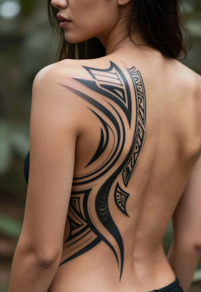 14 Back Tattoo Ideas for Black Women: Bold and Artistic 1. Intricate Tribal Patterns