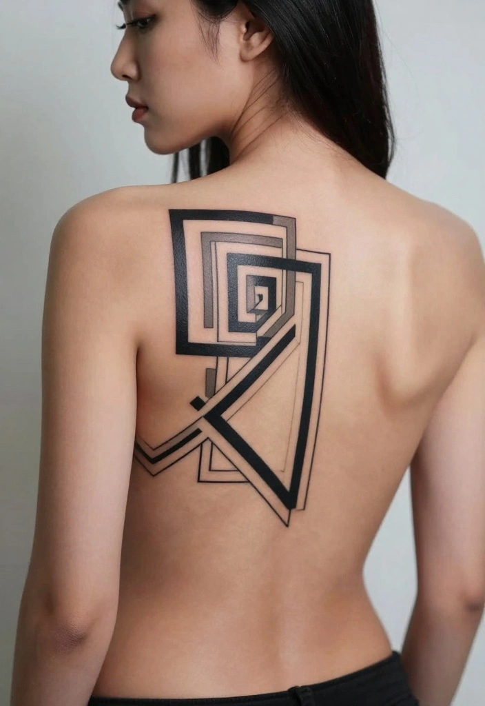 14 Back Tattoo Ideas for Black Women: Bold and Artistic 8. Geometric Shapes