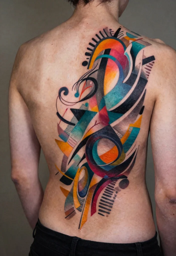 9 Billie Eilish Back Tattoo Inspired Design Ideas 2. Abstract Artistry 0