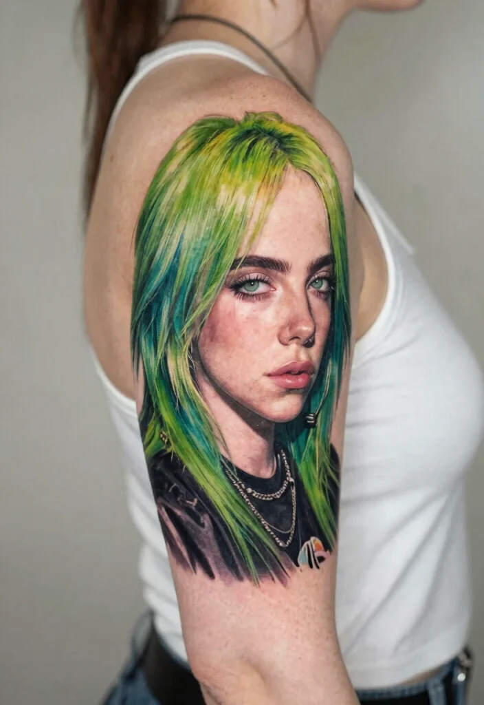 9 Billie Eilish Back Tattoo Inspired Design Ideas 6. Portraiture 0