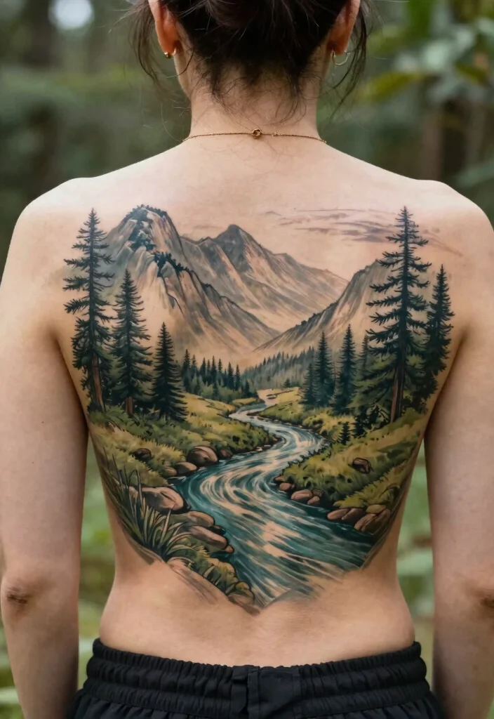 9 Billie Eilish Back Tattoo Inspired Design Ideas 8. Nature Inspired Scenes 0