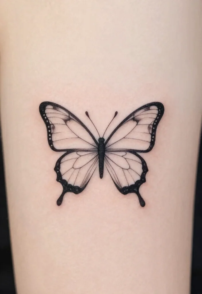 9 Stunning Song Kang Butterfly Tattoo Inspired Ideas 3. Minimalist Butterfly Outline 0